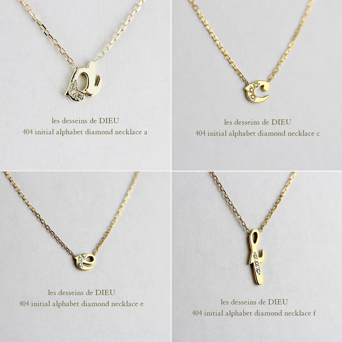 レデッサンドゥデュー 404 イニシャル アルファベット ダイヤモンド ネックレス 18金,les desseins de DIEU Initial Alphabet Necklace