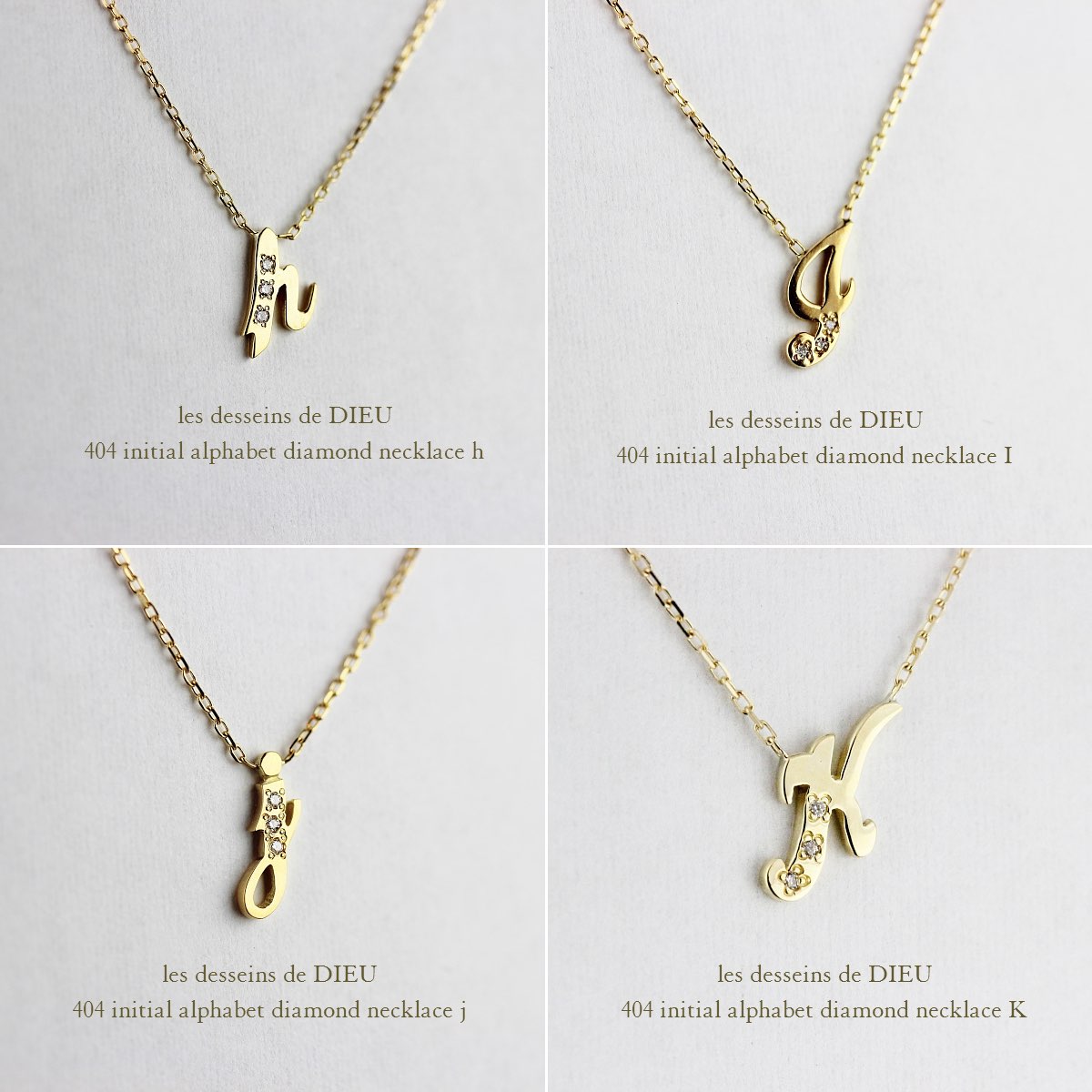 レデッサンドゥデュー 404 イニシャル アルファベット ダイヤモンド ネックレス 18金,les desseins de DIEU Initial Alphabet Necklace