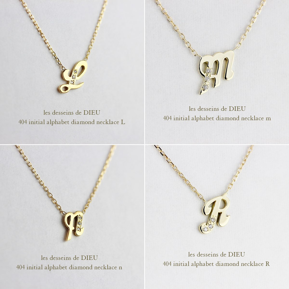 レデッサンドゥデュー 404 イニシャル アルファベット ダイヤモンド ネックレス 18金,les desseins de DIEU Initial Alphabet Necklace