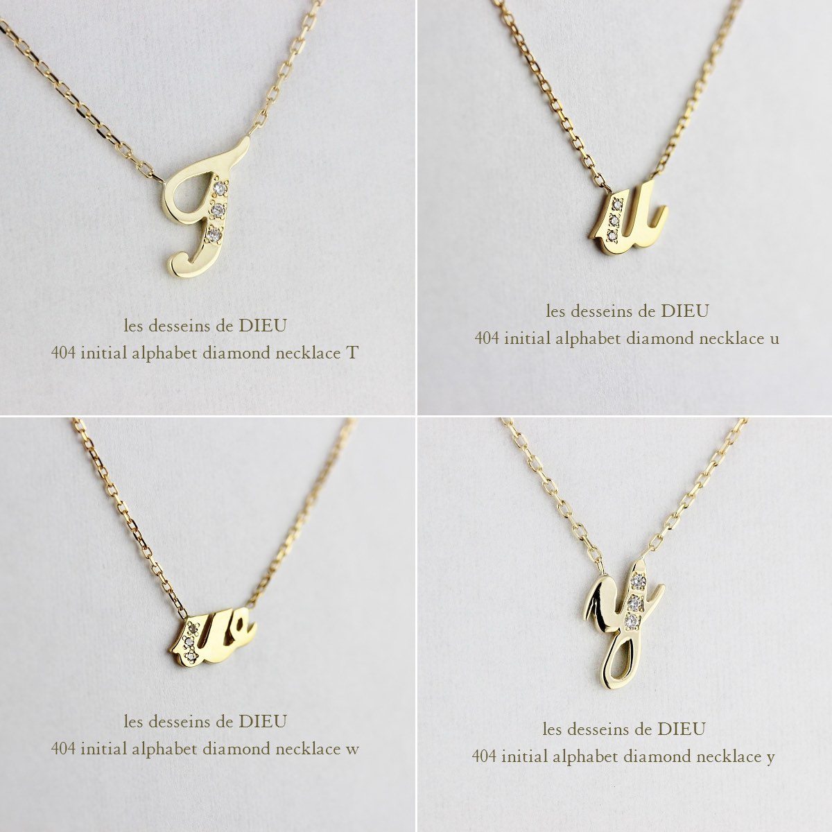 レデッサンドゥデュー 404 イニシャル アルファベット ダイヤモンド ネックレス 18金,les desseins de DIEU Initial Alphabet Necklace