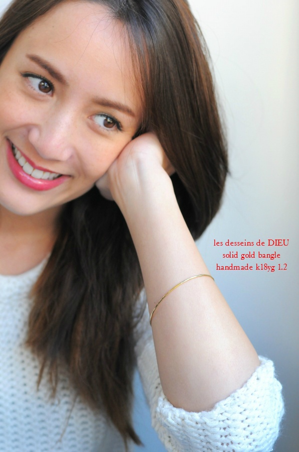 les desseins de DIEU 456 Solid Gold Handmade Bangle 1.2ミリ 金線 華奢 バングル レデッサンドゥデュー