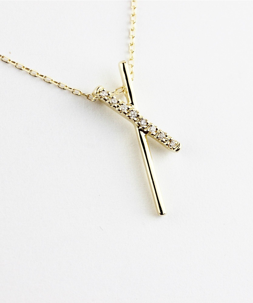 レデッサンドゥデュー 558 ティルティド クロス ダイヤモンド ネックレス 18金,les desseins de DIEU Tilted Cross Diamond Necklace K18