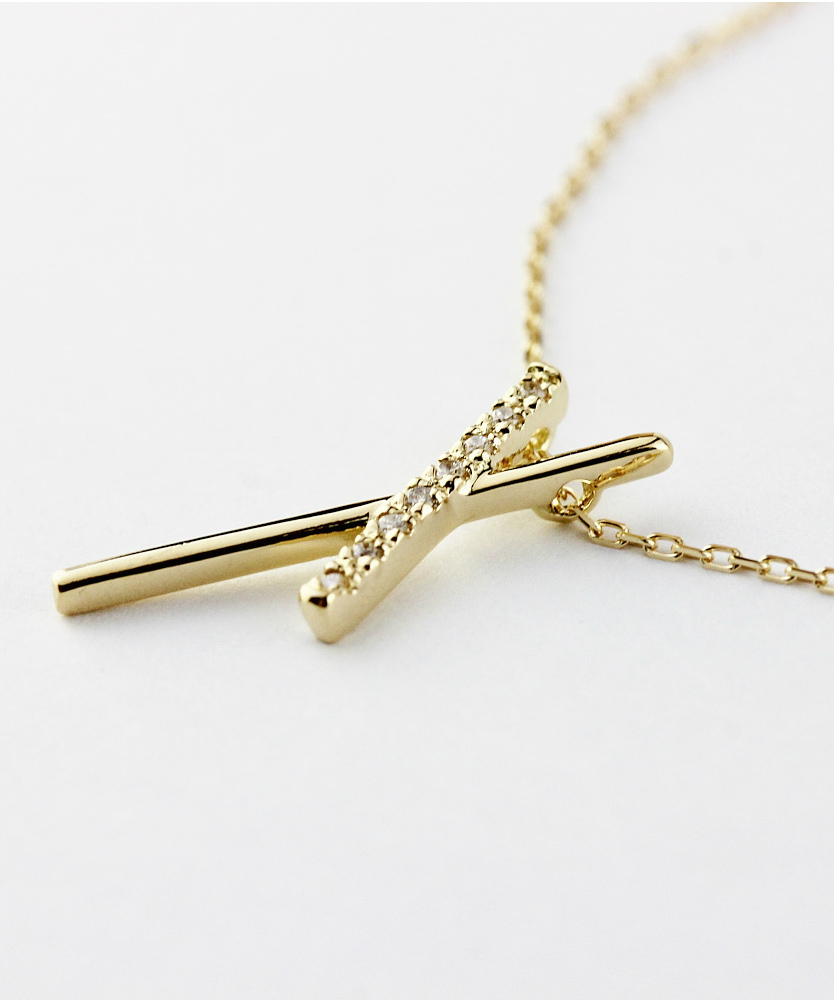 レデッサンドゥデュー 558 ティルティド クロス ダイヤモンド ネックレス 18金,les desseins de DIEU Tilted Cross Diamond Necklace K18