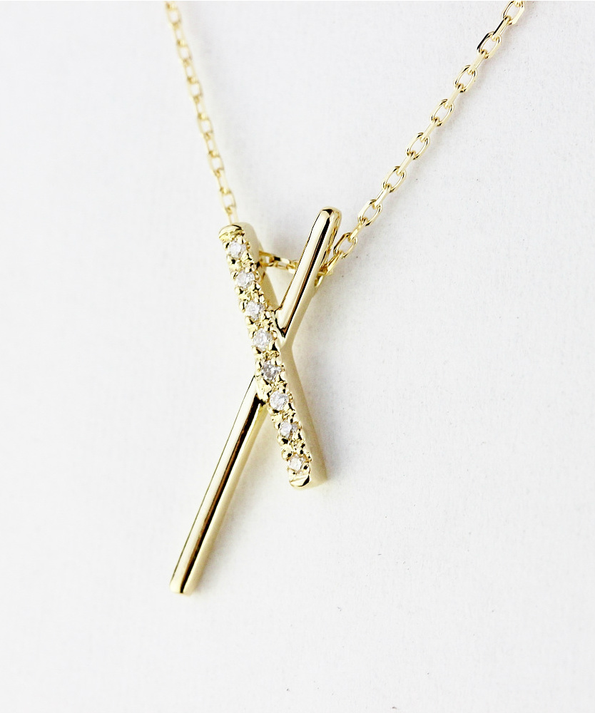 レデッサンドゥデュー 558 ティルティド クロス ダイヤモンド ネックレス 18金,les desseins de DIEU Tilted Cross Diamond Necklace K18