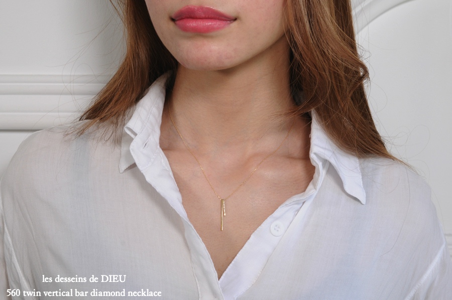 レデッサンドゥデュー 560 ツイン バーティカル バー ダイヤモンド ネックレス 18金,les desseins de DIEU Bar Diamond Necklace K18