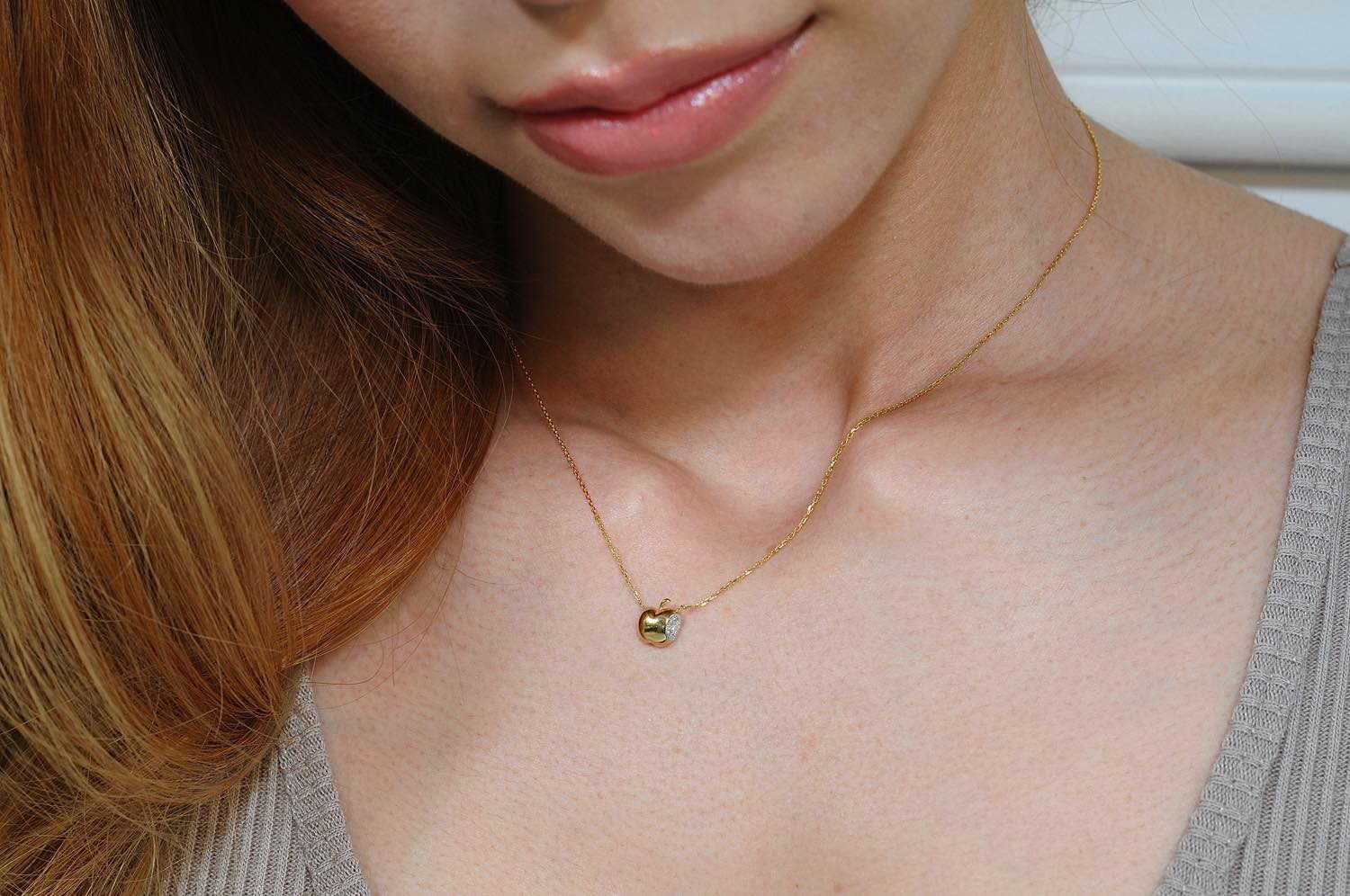 レデッサンドゥデュー572 パフ アップル ダイヤモンド ネックレス18金,les desseins de DIEU Puffed Apple Diamond Necklace K18