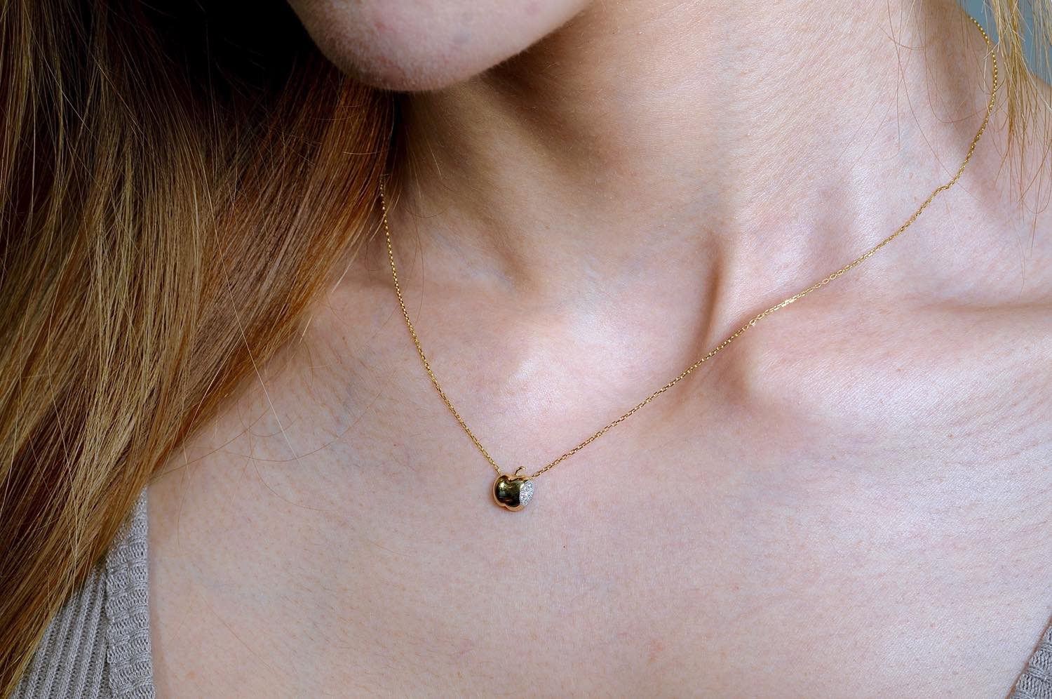 レデッサンドゥデュー572 パフ アップル ダイヤモンド ネックレス18金,les desseins de DIEU Puffed Apple Diamond Necklace K18