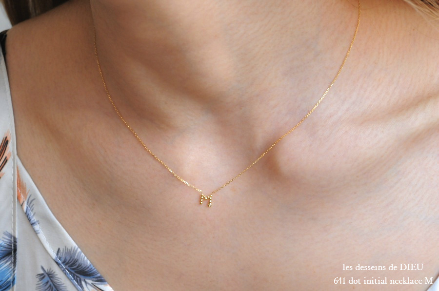 レデッサンドゥデュー 641 ドット イニシャル ダイヤモンド ネックレス 18金,les desseins de DIEU Dot Initial Diamond Necklace K18