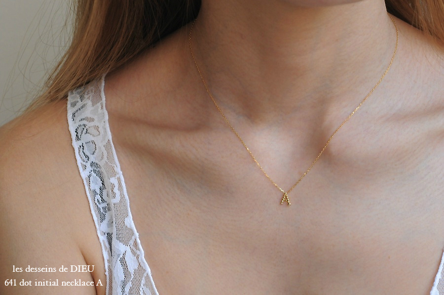 レデッサンドゥデュー 641 ドット イニシャル ダイヤモンド ネックレス 18金,les desseins de DIEU Dot Initial Diamond Necklace K18