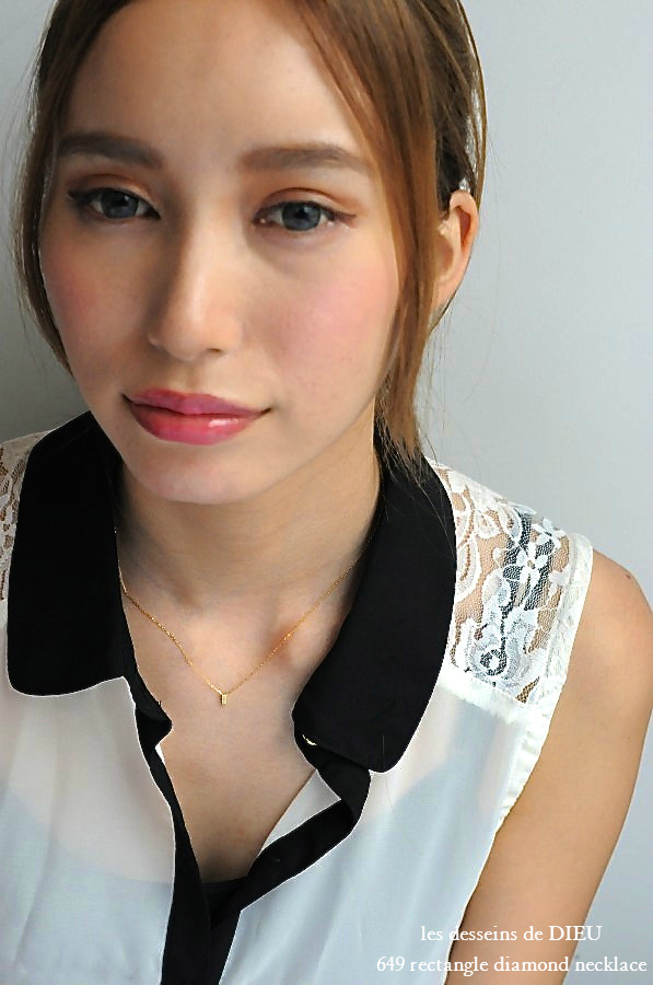 les desseins de DIEU 649 レクタングル 長方形 ダイヤモンド 華奢ネックレス K18,Rectangle Diamond Necklace レデッサンドゥデュー