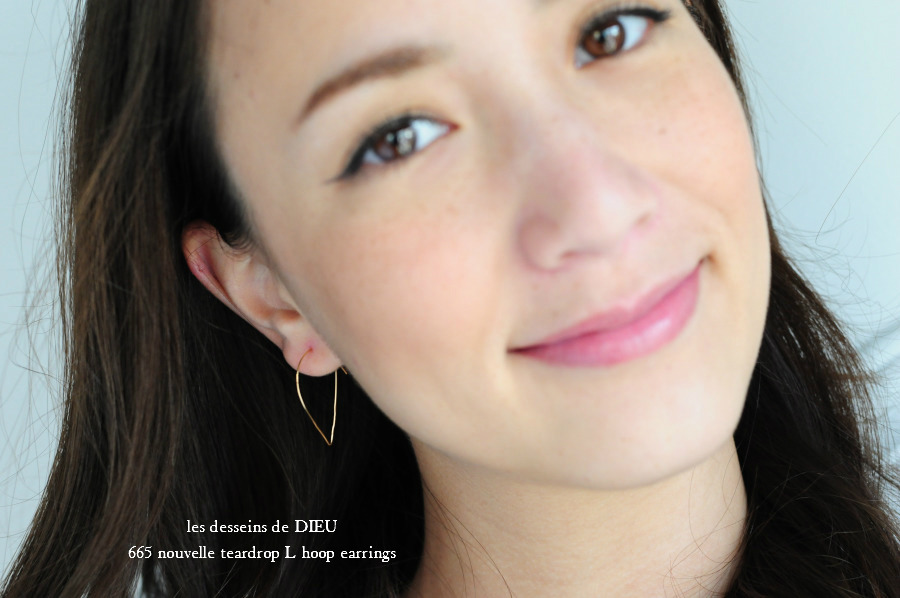 les desseins de DIEU 665 Nouvelle Teardrop L Hoop Earrings レデッサンドゥデュー ヌーベル ティアドロップ フープ ピアス