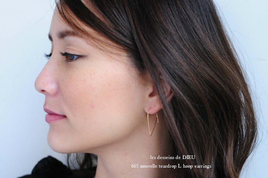 les desseins de DIEU 665 Nouvelle Teardrop L Hoop Earrings レデッサンドゥデュー ヌーベル ティアドロップ フープ ピアス