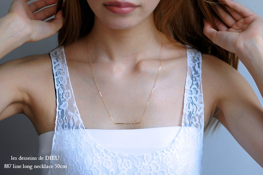 les desseins de DIEU 887 Line Long Necklace K18,ハンドメイド 金線 華奢ネックレス ロング 18金,レデッサンドゥデュー 槌目ネックレス