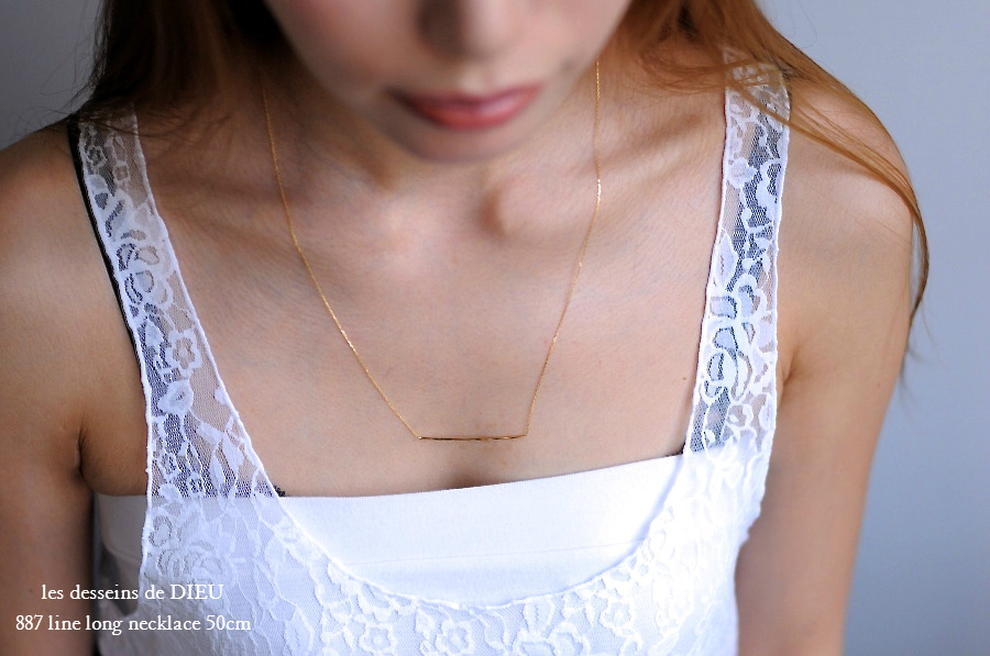 les desseins de DIEU 887 Line Long Necklace K18,ハンドメイド 金線 華奢ネックレス ロング 18金,レデッサンドゥデュー 槌目ネックレス