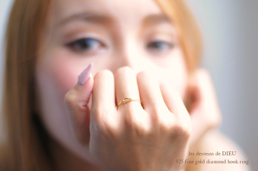 レデッサンドゥデュー 925 ファイン ゴールド ダイヤモンド フック リング 18金,les desseins de DIEU Fine Gold Diamond Hook Ring K18