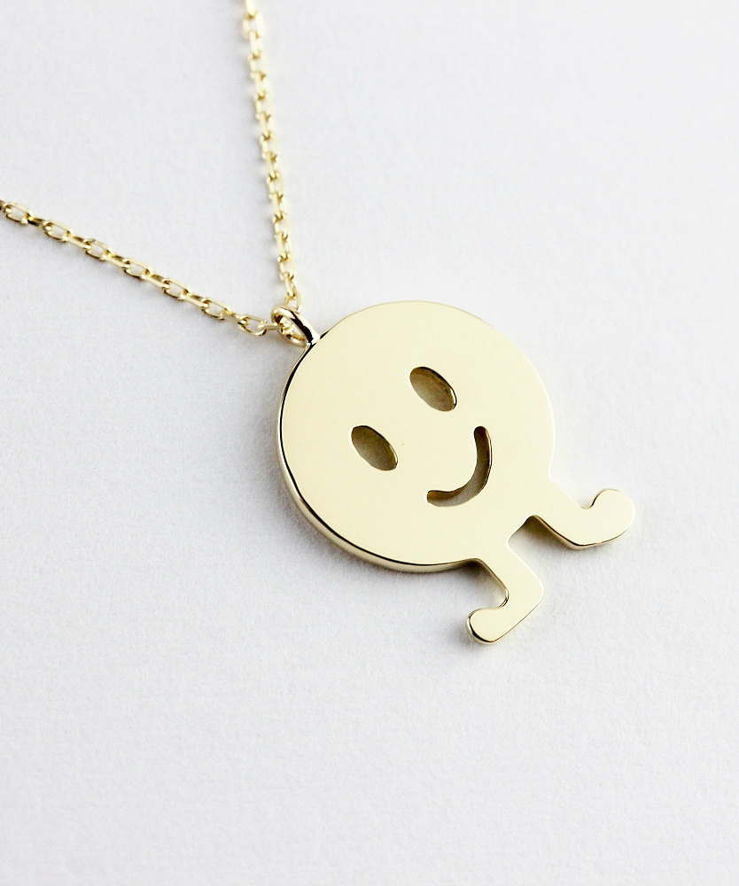 レデッサンドゥデュー 951 ハッピー ダンス スマイル ニコちゃん ネックレス 18金,les desseins de DIEU Smile Necklace K18