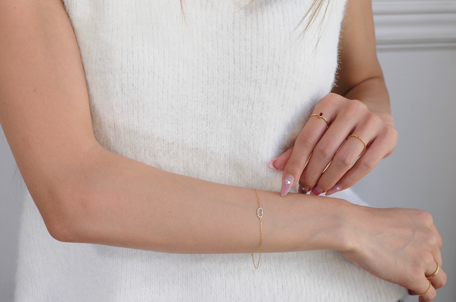 レデッサンドゥデュー 954 アブストラクト 華奢ブレスレット 抽象的 18金,les desseins de DIEU Abstract Bracelet K18