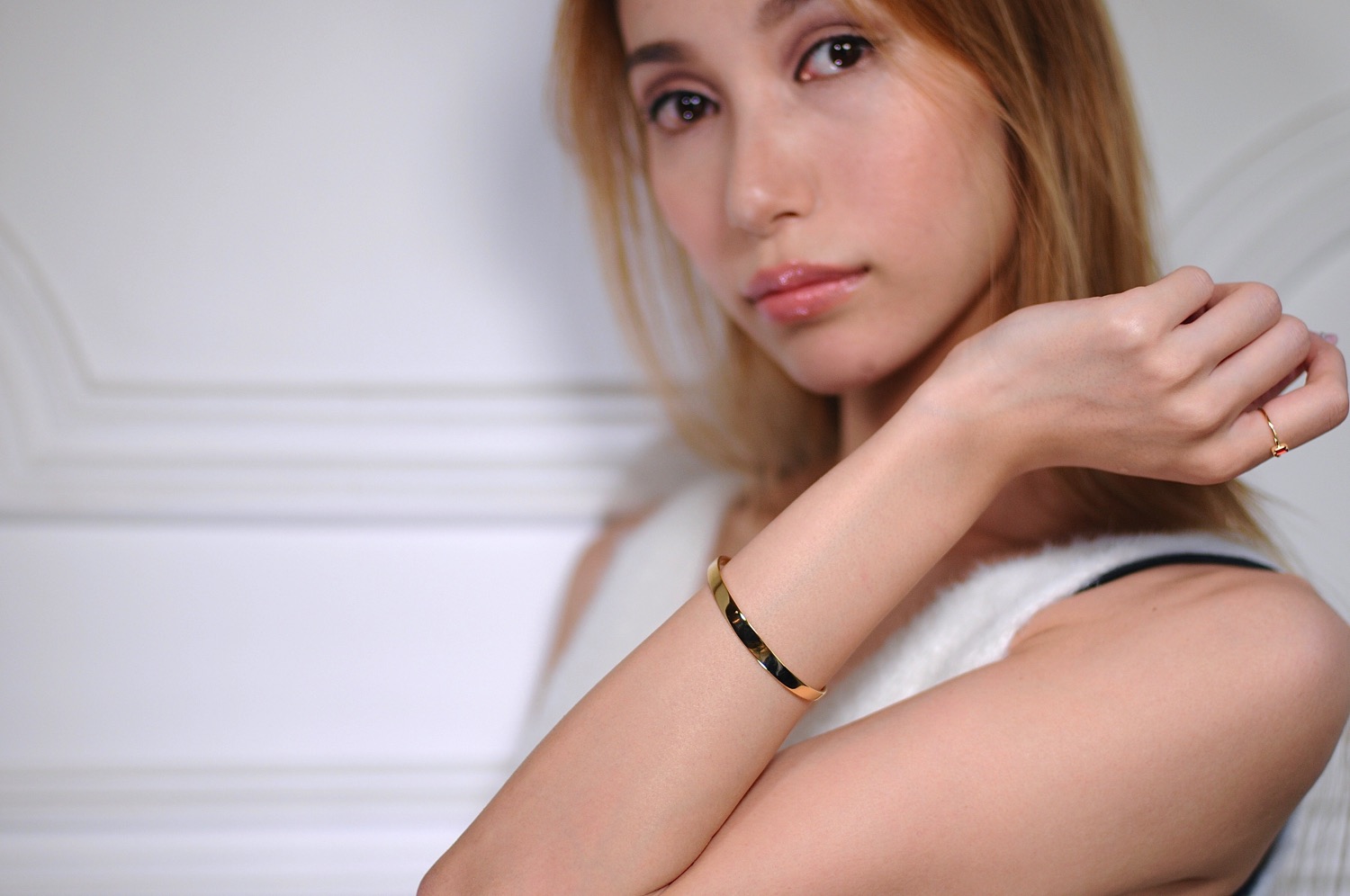 レデッサンドゥデュー 955 グロッシー ゴールド グラデーション バングル 18金,les desseins de DIEU Glossy Gold Gradation Bangle K18