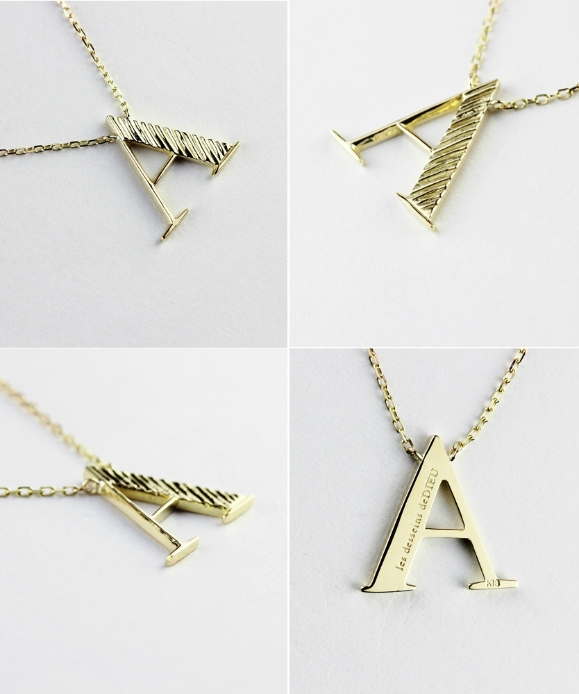 les desseins de DIEU 960 Pop Art Initial Necklace K18YG/レ