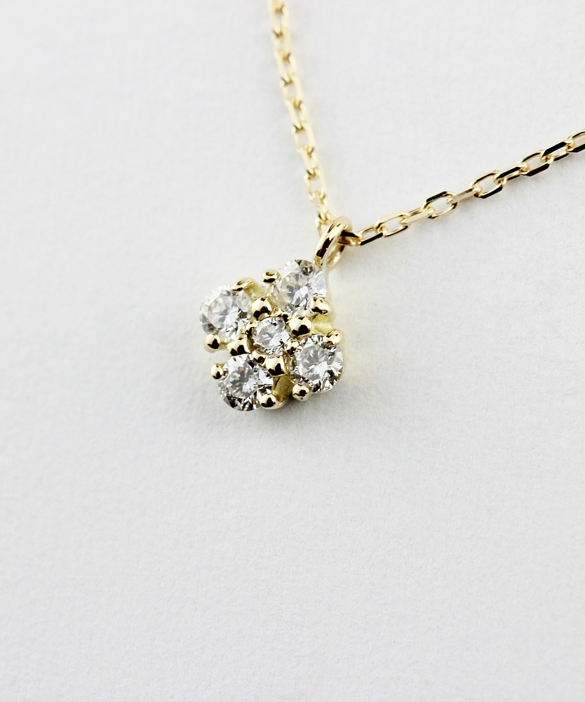 レデッサンドゥデュー 964 フローラ サンク ダイヤモンド 華奢ネックレス 18金,les desseins de DIEU Flora Cinq Diamond Necklace K18