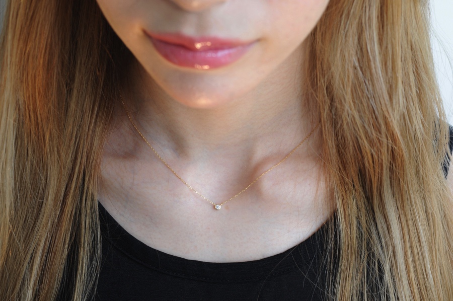 ピナコテーカ フクリン 一粒ダイヤモンド ネックレス 0.05ct 人気 プレゼント オススメ お洒落なブランド 18金 華奢,pinacoteca K18 Necklace