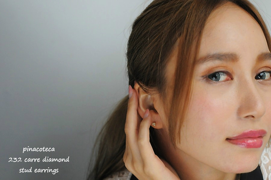 ピナコテーカ 232 キャレ 四角 ダイヤモンド スタッド ピアス 18金,pinacoteca Carre Diamond Stud Earrings K18