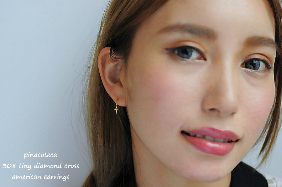 ピナコテーカ 308 タイニー ダイヤモンド クロス アメリカン 華奢ピアス 18金,pinacoteca Tiny Diamond Cross American Earrings K18