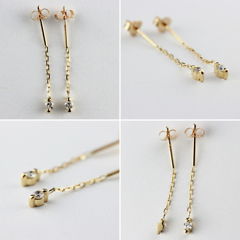 ピナコテーカ 335 ムーン ドロップ 月 一粒 ダイヤモンド 華奢 ピアス 18金/pinacoteca Moon Drop Diamond American Earrings K18