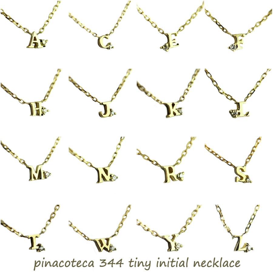 ピナコテーカ 極小サイズ 一粒ダイヤ  アルファベット 華奢ネックレス 18金,pinacoteca 344 Tiny Initial Necklace K18