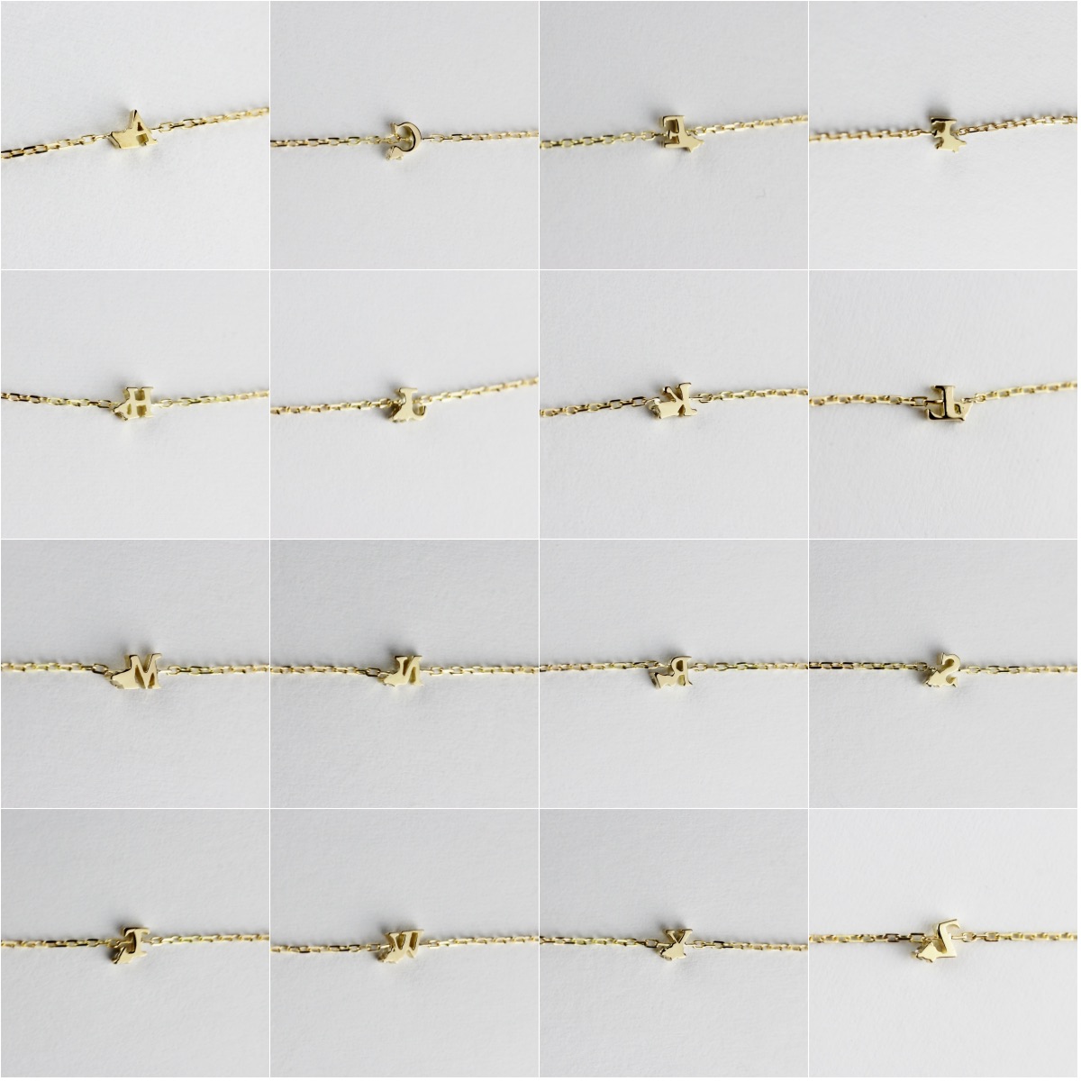 ピナコテーカ 極小サイズ 一粒ダイヤ  アルファベット 華奢ブレスレット 18金,pinacoteca 345 Tiny Initial Necklace K18