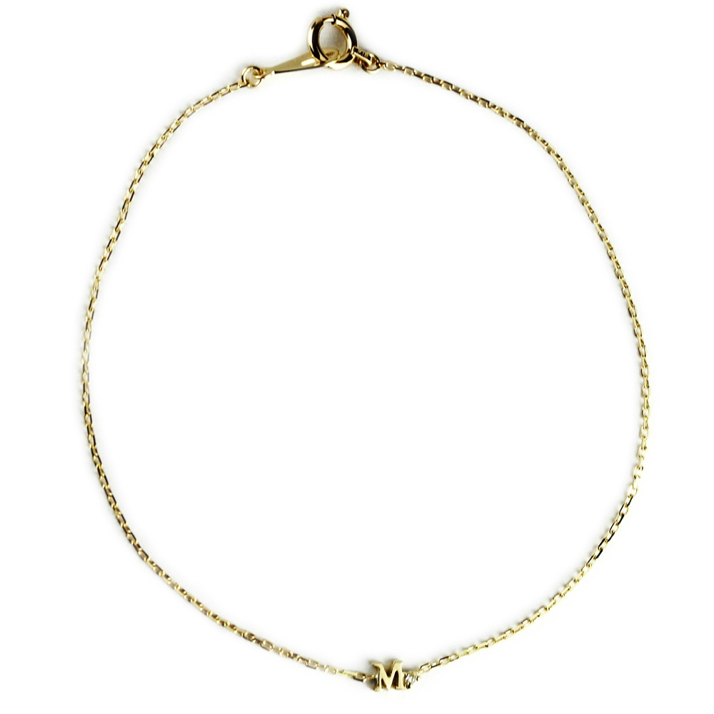 ピナコテーカ 極小サイズ 一粒ダイヤ  アルファベット 華奢ブレスレット 18金,pinacoteca 345 Tiny Initial Necklace K18