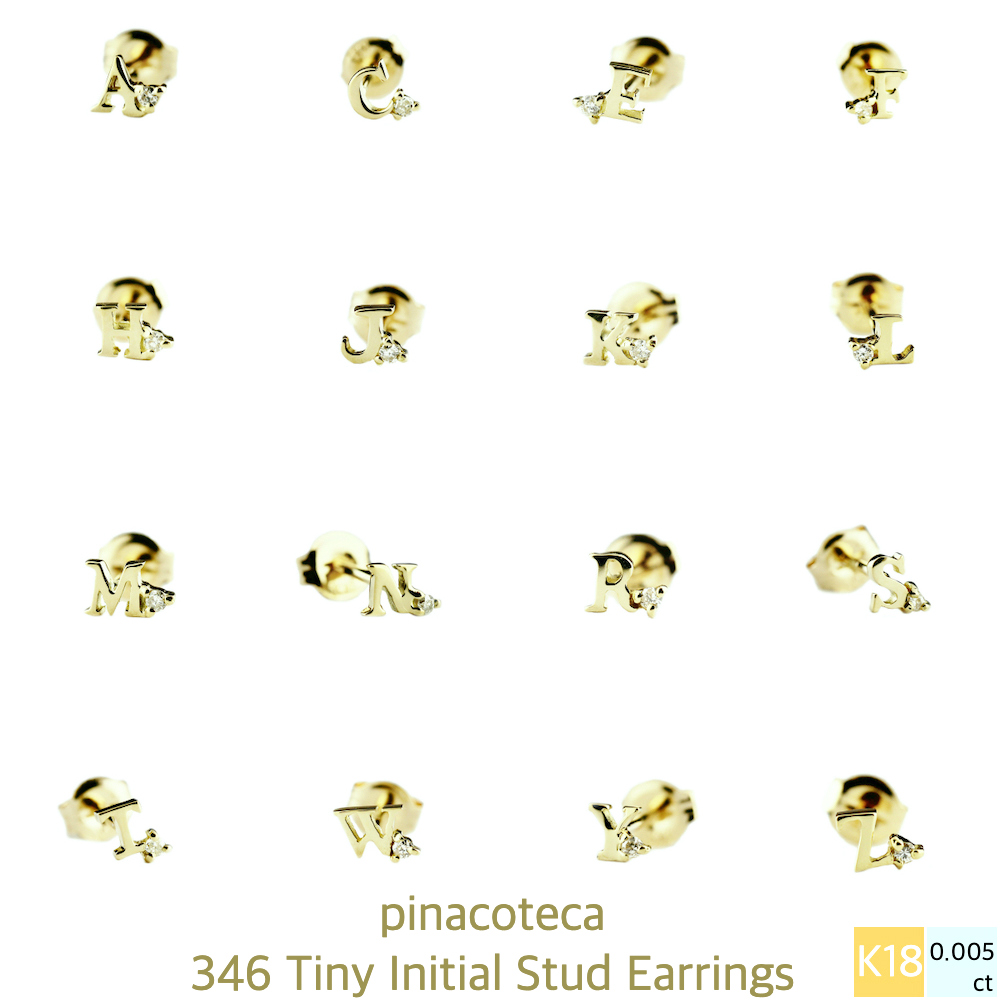 ピナコテーカ 346 タイニー イニシャル スタッド ピアス 18金 片耳,pinacoteca Tiny Initial Stud Earrings K18