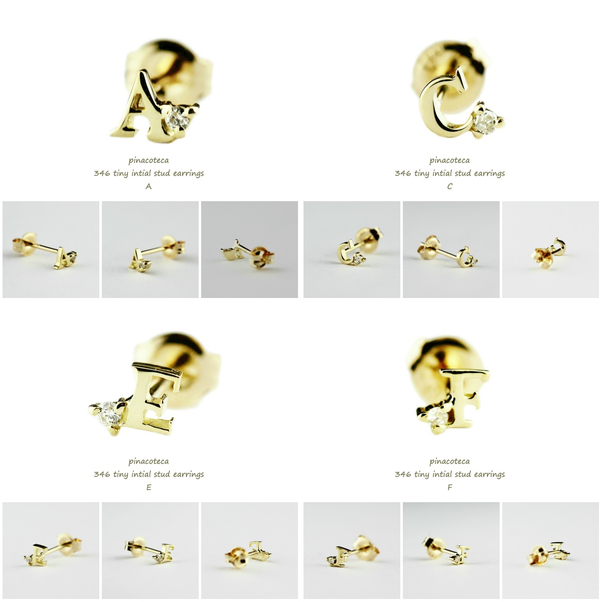 ピナコテーカ 346 タイニー イニシャル スタッド ピアス 18金 片耳,pinacoteca Tiny Initial Stud Earrings K18