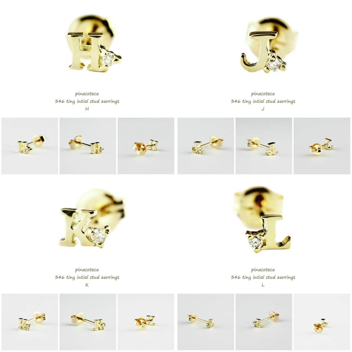 ピナコテーカ 346 タイニー イニシャル スタッド ピアス 18金 片耳,pinacoteca Tiny Initial Stud Earrings K18