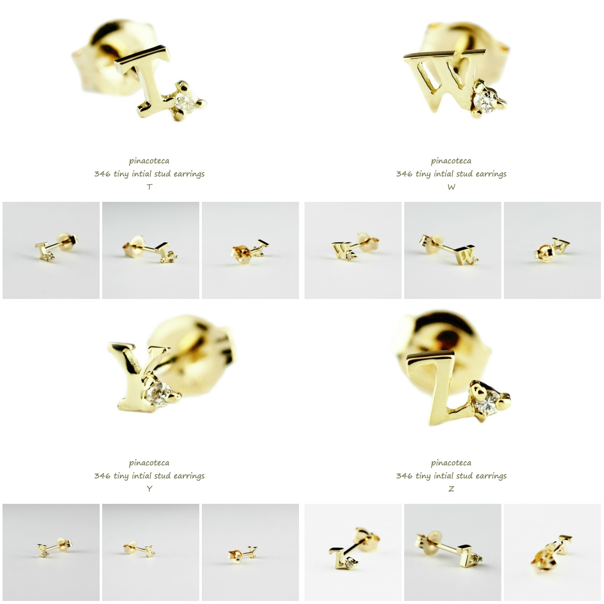 ピナコテーカ 346 タイニー イニシャル スタッド ピアス 18金 片耳,pinacoteca Tiny Initial Stud Earrings K18