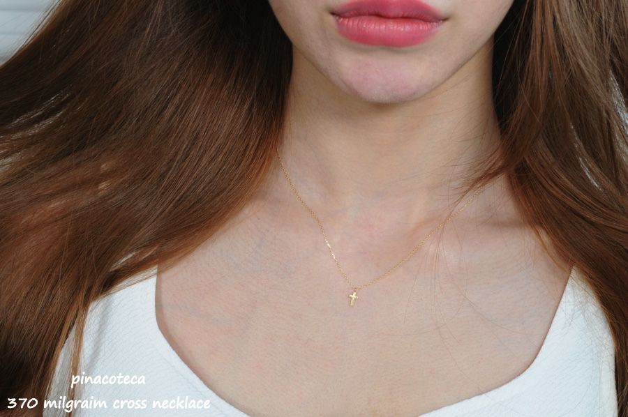 ピナコテーカ 370 ミル打ち ダイヤモンド クロス 華奢ネックレス 18金,pinacoteca Milgrain Cross Diamond Necklace K18