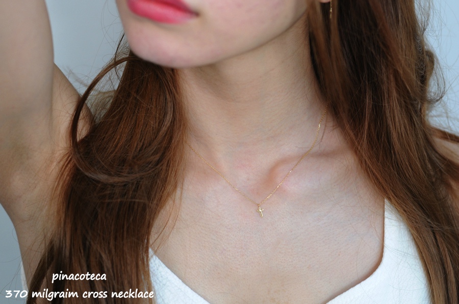 ピナコテーカ 370 ミル打ち ダイヤモンド クロス 華奢ネックレス 18金,pinacoteca Milgrain Cross Diamond Necklace K18