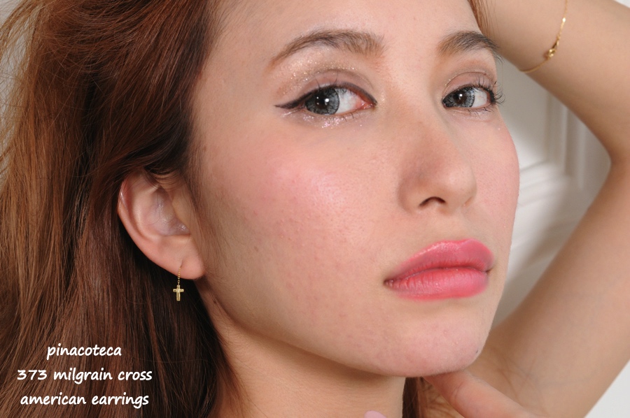 ピナコテーカ 373 ミル打ち クロス アメリカン 華奢ピアス 18金,pinacoteca Tiny Milgrain Cross American Earrings K18