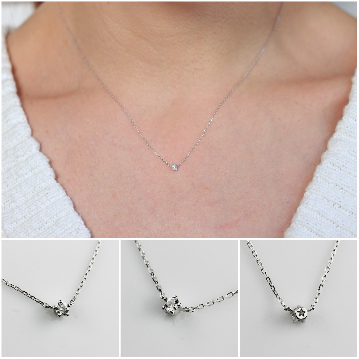レ デッサン ドゥ デュー 限定 一粒ダイヤモンド 華奢ネックレス 10金,les desseins de DIEU Solitaire Diamond Necklace K10WG