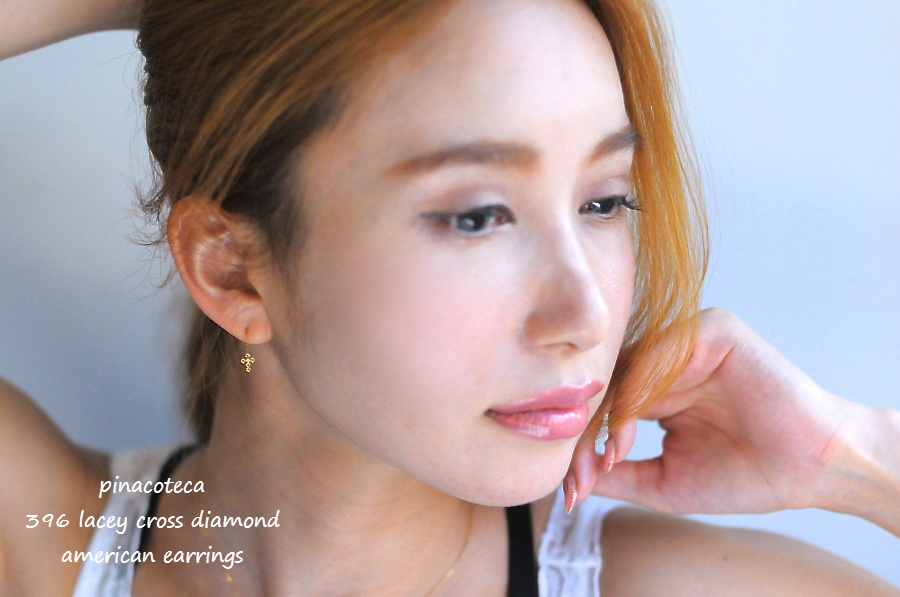 ピナコテーカ 396 レーシー クロス 一粒ダイヤモンド アメリカン ピアス 18金,pinacoteca Lacy Cross Diamond Americcan Earrings K18