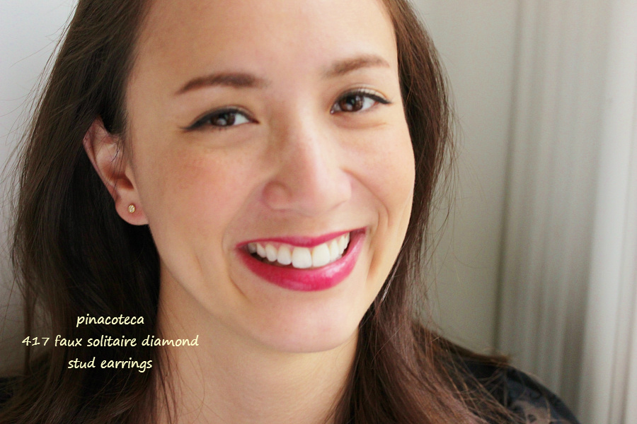 pinacoteca 417 Faux Solitaire Diamond Stud Earrings,一粒ダイヤ 風 華奢ピアス K18,ピナコテーカ