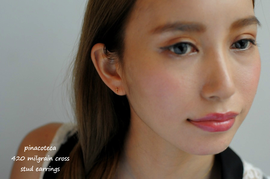 ピナコテーカ 420 ミルグレイン ミル打ち クロス スタッド ピアス 18金,pinacoteca Milgrain Cross Stud Earrings K18