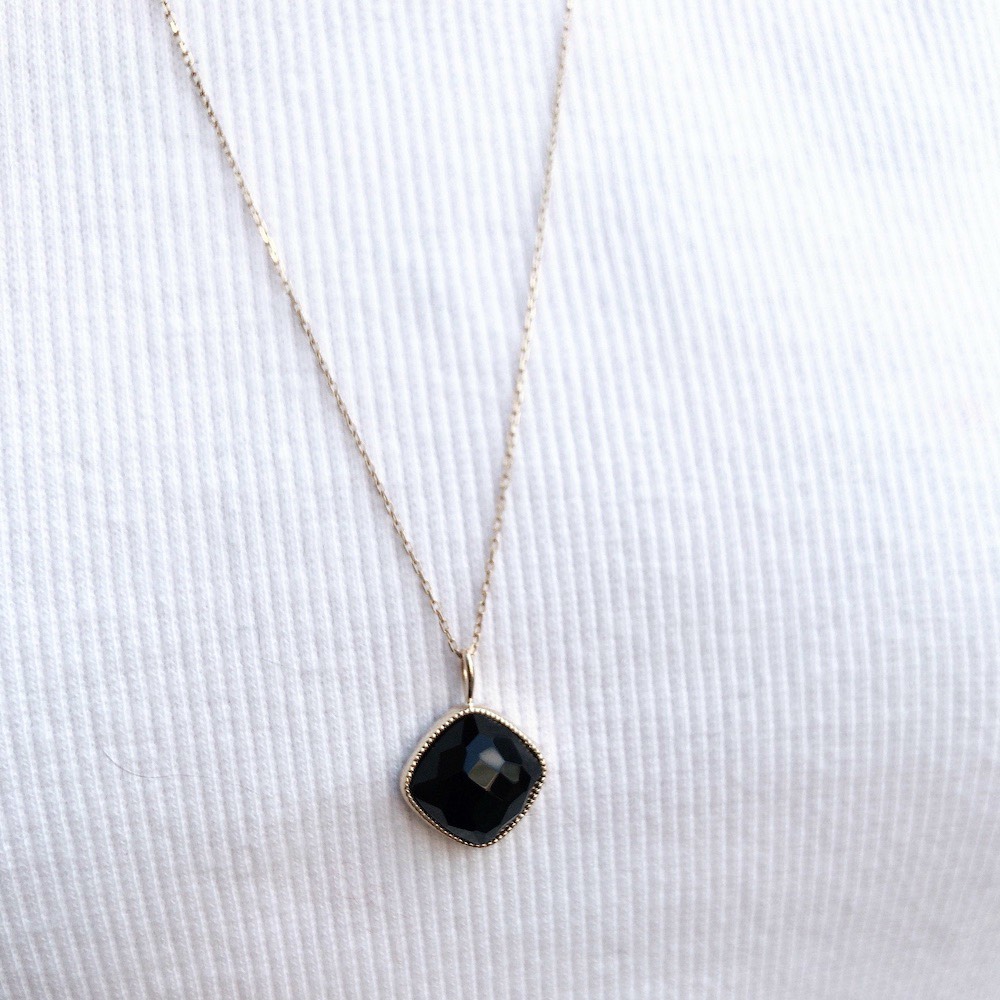 ピナコテーカ 444 スクエア クッションカット ブラック オニキス チャーム 18金,pinacoteca Square Onyx Charm K18