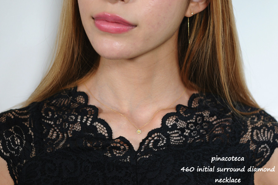 ピナコテーカ 460 イニシャル ダイヤモンド サークル 華奢ネックレス 18金,pinacoteca Initial Diamond Necklace K18