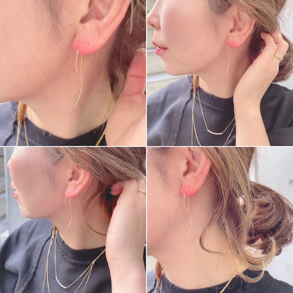 ピナコテーカ 604 シンプル チェーン アメリカンピアス 18金 華奢ピアス,pinacoteca Simple Chain Earring K18