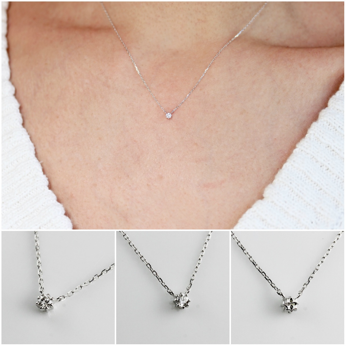 レ デッサン ドゥ デュー 限定 一粒ダイヤモンド 華奢ネックレス 10金,les desseins de DIEU Solitaire Diamond Necklace K10WG