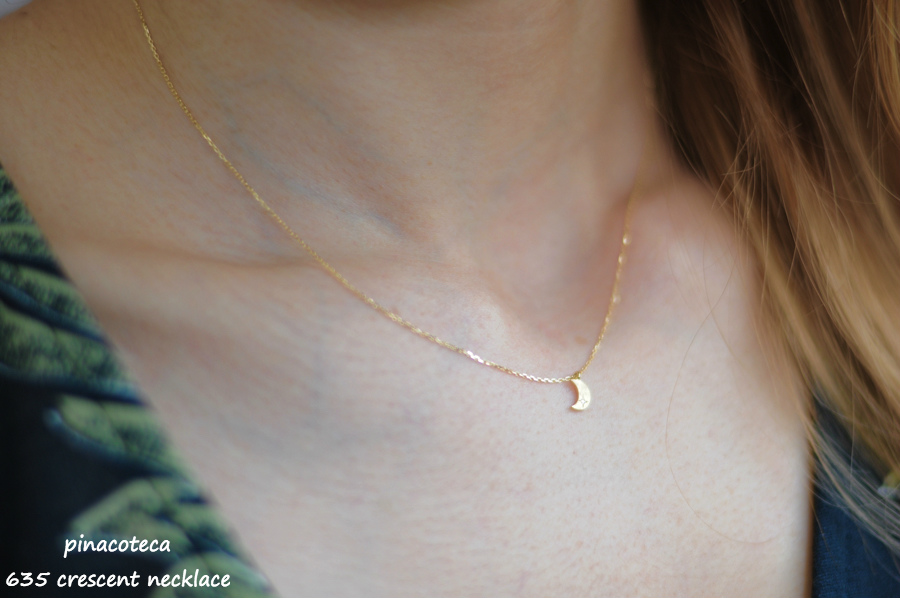 pinacoteca 635 Crescent Diamond Necklace K18,ピナコテーカ 月 ムーン ダイヤモンド 華奢 ネックレス 18金