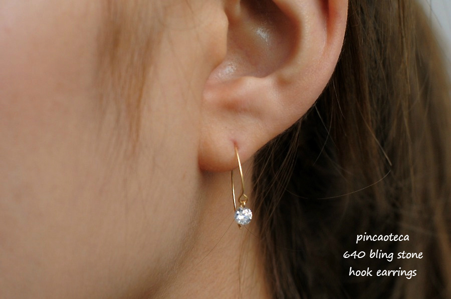 pinacoteca 640 ブリン ストーン キュービックジルコニア ルース フック ピアス K18,ピナコテーカ Bling Stone CZ Hook Earrings 18金