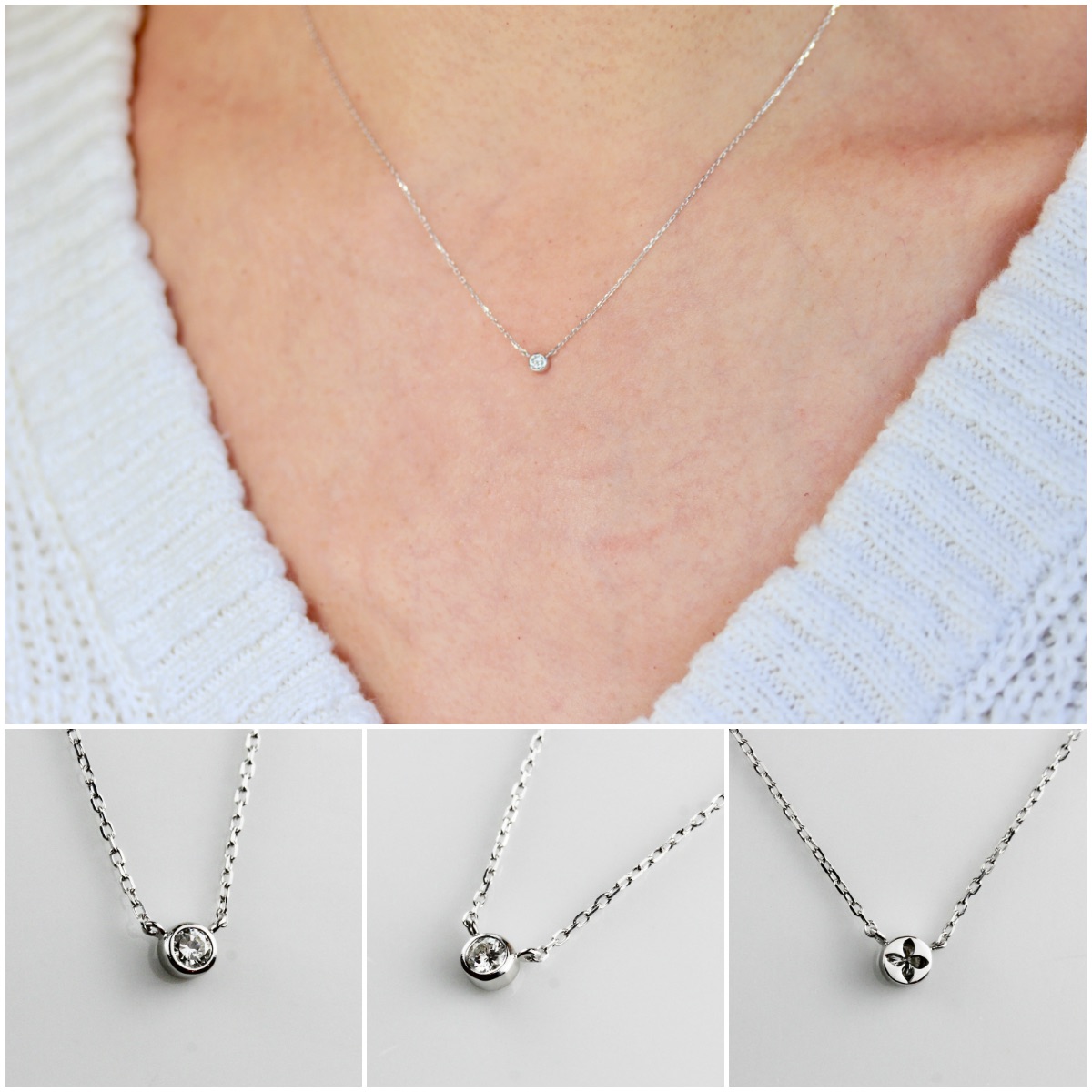 レ デッサン ドゥ デュー 限定 一粒ダイヤモンド 華奢ネックレス 10金,les desseins de DIEU Solitaire Diamond Necklace K10WG
