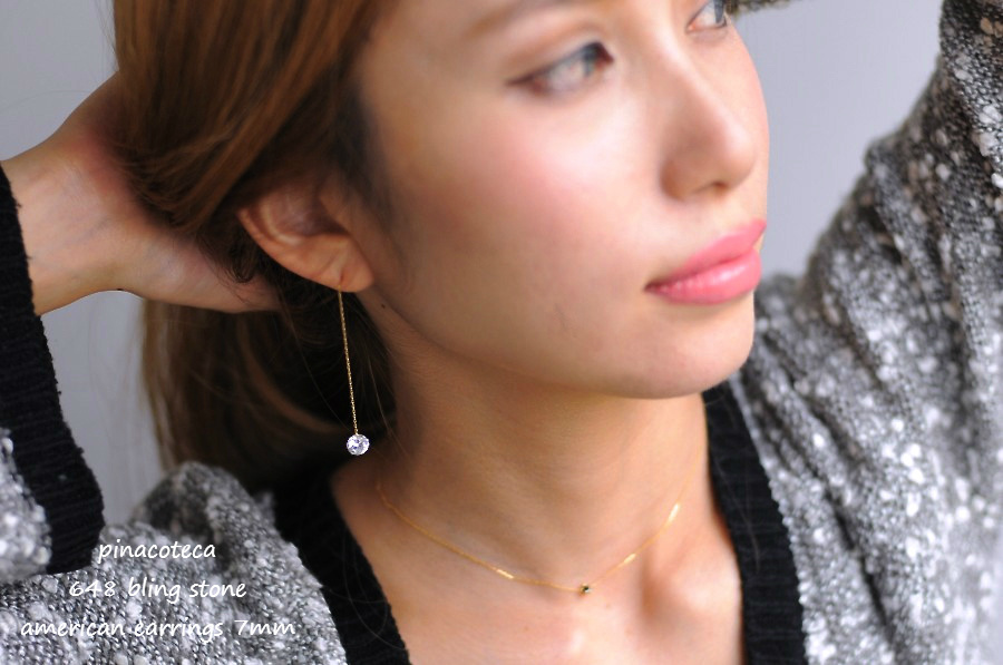 ピナコテーカ 648 ブリン ストーン キュービックジルコニア アメリカン ピアス 18金,pinacoteca Bling Stone American Earrings K18